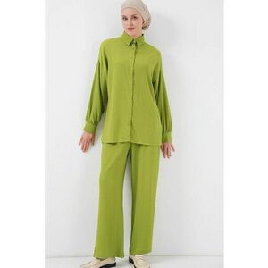 Compleu dama - guler elegant - croi larg - poliester/elastan - verde - imagine