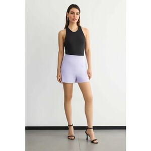 Pantaloni scurti dama - talie inalta - violet - bumbac/poliester imagine