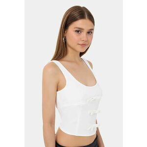 Top bodycon - fara maneci - alb - textil imagine