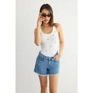 Top top fara maneci - broderie - alb - jerseu imagine