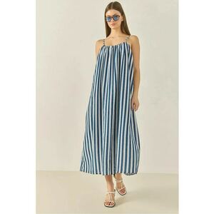 Rochie maxi dama - HiCCUP - poliester/viscoza/poliamida - cu dungi - albastru/alb imagine