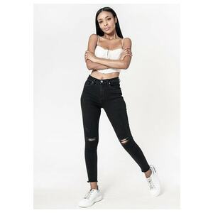 Blugi slim dama cu detalii rupte - Albastru P501-8 M10 18390 - Negru imagine