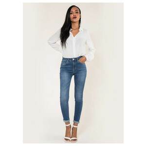Blugi Dama Albastr spalat Slim P078-1 M9 18401 - Albastru imagine