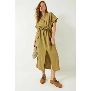 Rochie midi - HiCCUP - croiala lejera - guler camasa - verde - textil imagine
