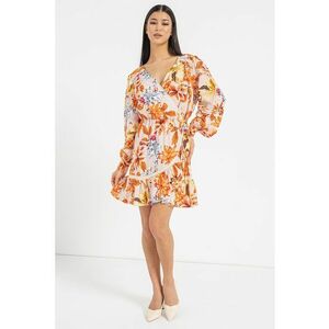 Rochie petrecuta din amestec de in - Portocaliu imagine