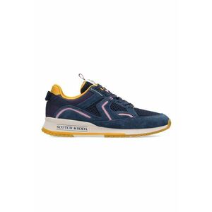 Pantofi sport low-cut cu garnituri de piele intoarsa si plasa - Albastru inchis/Roz pastel/Galben sofran imagine