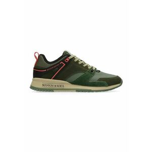 Pantofi sport de piele si piele intoarsa cu garnituri de plasa - Coral/Kaki/Verde sparanghel imagine