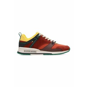 Pantofi sport low-cut de piele si piele intoarsa - Galben/Rosu inchis/Portocaliu mandarina imagine
