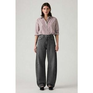 Blugi crop cu croiala barrel - Gri melange imagine