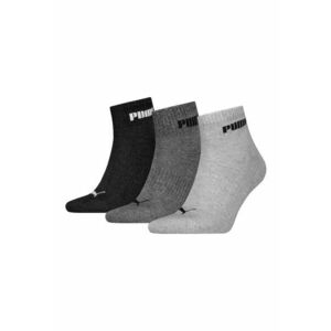 Set de sosete scurte unisex cu logo contrastant - 3 perechi - Negru/Gri melange imagine