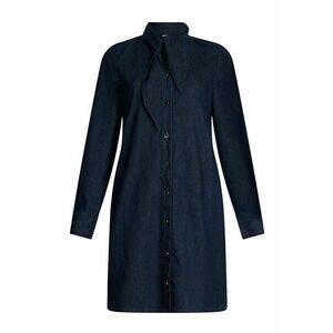 Rochie-camasa mini de denim cu funda - Bleumarin imagine