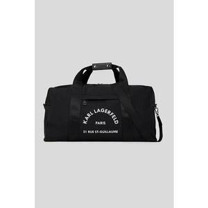 Geanta duffle de pana cu imprimeu logo - Negru imagine