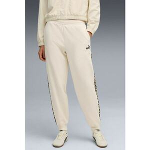 Pantaloni de trening cu imprimeu grafic si benzi laterale contrastante Ess - Alb fildes imagine