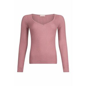 Pulover striat cu decolteu in V - Roz imagine