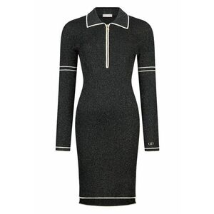 Rochie polo tricotata cu aspect stralucitor - Negru imagine