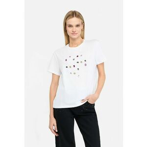 Tricou din bumbac cu decoratii - Alb imagine