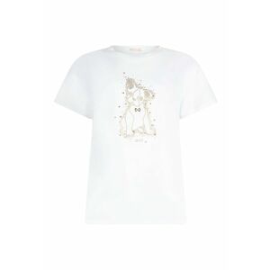 Tricou din bumbac cu aplicatie cu paiete - Alb imagine