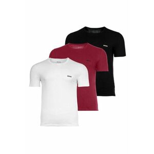 Set de tricouri din bumbac cu logo discret pe piept - 3 piese - Rosu/Alb/Negru imagine