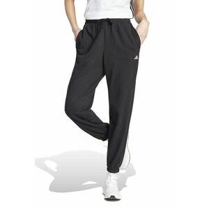 Pantaloni de trening cu snur in talie si croiala conica - Alb/Negru imagine