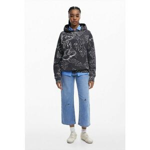 Hanorac de bumbac cu model grafic - Alb murdar/Gri antracit imagine