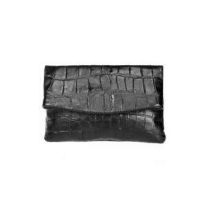 Geanta plic de piele cu model piele de reptila - Negru imagine