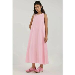 Rochie maxi - colectia Mixray - guler rotund - roz - textil imagine