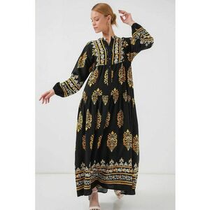 Rochie maxi cu maneci lungi dama - HiCCUP - viscoza - multicolor imagine