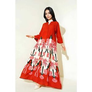 Rochie maxi cu maneci lungi dama HiCCUP - viscoza - cu imprimeu - multicolor imagine