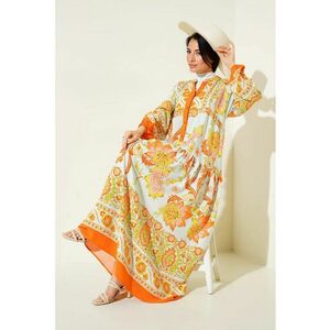 Rochie maxi dama HiCCUP - viscoza - decolteu V - cu nasturi - multicolor imagine