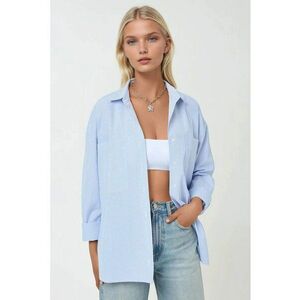Camasa dama - textil - cu dungi - albastru/alb imagine