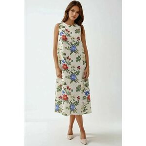 Rochie midi fara maneci - multicolor - din bumbac si in imagine