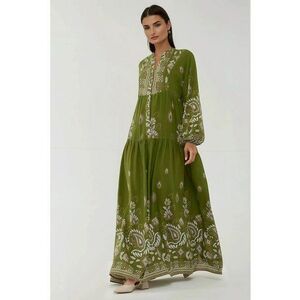 Rochie maxi - verde/alb - viscoza imagine