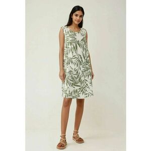 Rochie mini croiala in A - imprimeu floral - verde - textil imagine