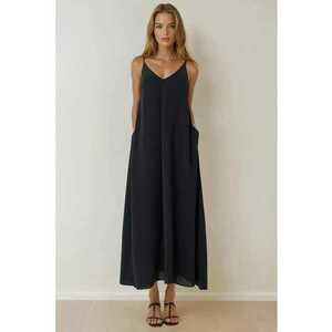 Rochie maxi - A-line - negru - textil imagine