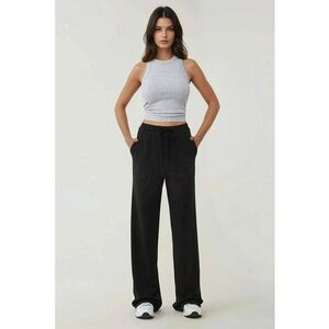 Pantaloni dama - tricotati texturati - croiala larga - negru - textil imagine