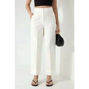 Pantaloni pentru dama - tiv dublu - bumbac/viscoza/elastan - alb imagine