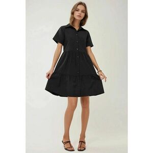 Rochie mini - guler camasa - nasturi - negru - in imagine