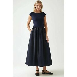 Rochie midi - albastru - material usor - design elegant imagine