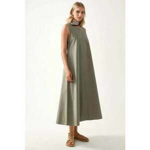 Rochie maxi - decolteu rotund - fara maneci - verde - textil imagine