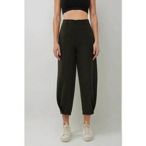 Pantaloni dama - conici - talie inalta - negru - poliester-elastan imagine