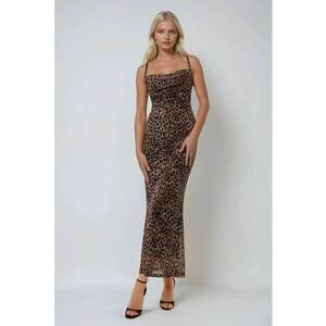 Rochie imprimeu leopard - tul - maro imagine