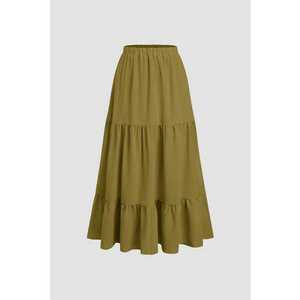 Fusta maxi dama poliester/elastan - verde imagine