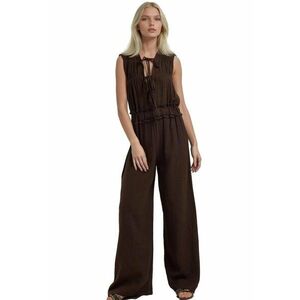 Salopeta dama - texturata - croi larg - guler rotund - maro - textil imagine