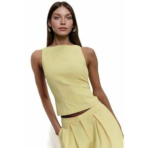 Top fara maneci - guler rotund - galben - textil imagine