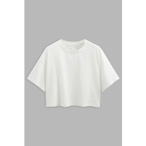 Tricou dama - bumbac - scurt - decolteu rotund - alb imagine