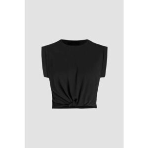 Tricou dama decolteu rotund - bumbac - negru imagine