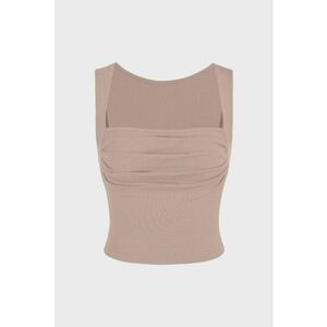 Bluza dama - decolteu patrat - pliuri - Maro imagine