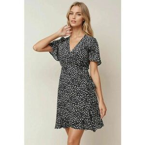 Rochie mini - decolteu in V - negru - jerseu imagine