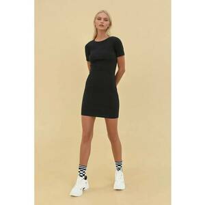Rochie mini - mulata - maneca scurta - negru - jerseu imagine