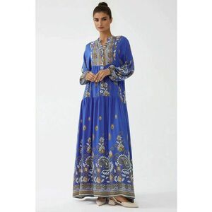 Rochie maxi maneca lunga - albastra - viscoza imagine